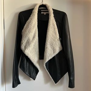 BB Dakota Sherpa lined faux leather crop jacket